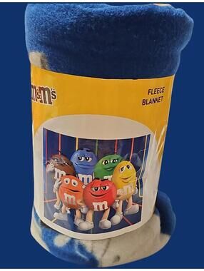 M&M’s Light Fleece Blanket 50x60 Blue Plush Throw New - Storage Wear